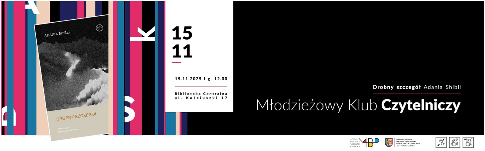 Baner z informacją o Młodzieżowym Klubie Czytelniczym