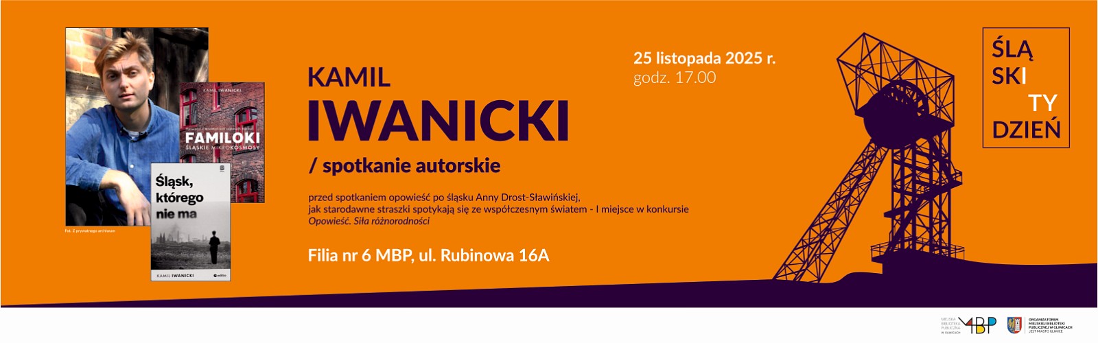 Baner z informacją o spotkaniu autorskim