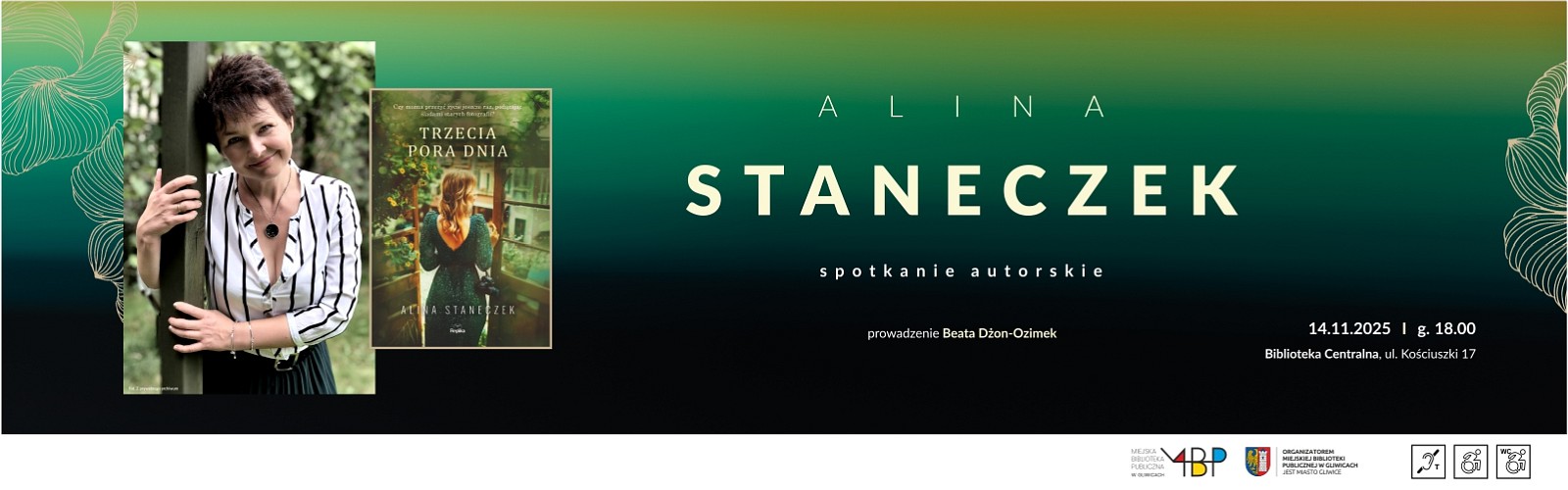 Baner z informacją o spotkaniu autorskim