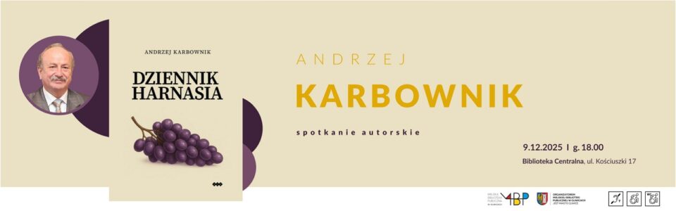 Baner z informacją o spotkaniu autorskim