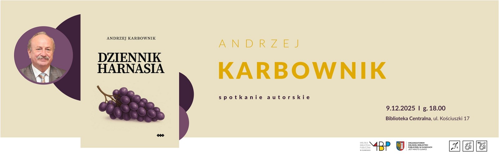 Baner z informacją o spotkaniu autorskim