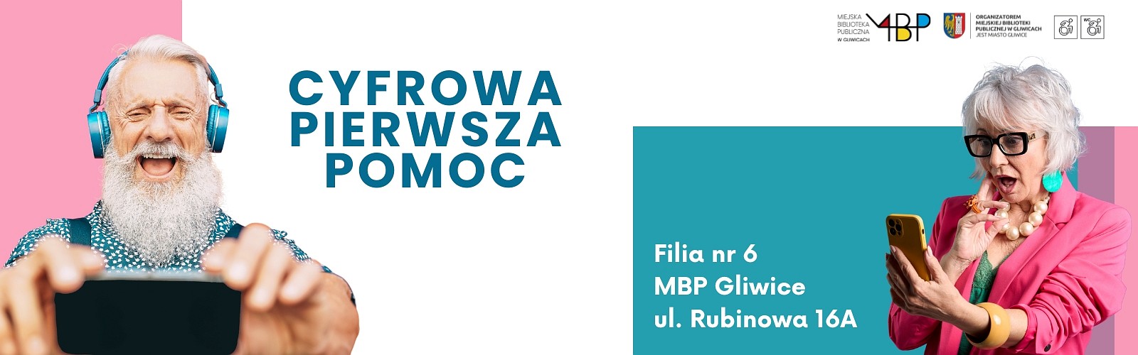 Baner z informacją o pierwszej pomocy cyfrowej
