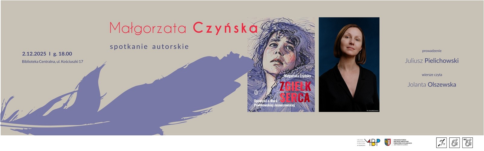 Baner z informacją o spotkaniu autorskim