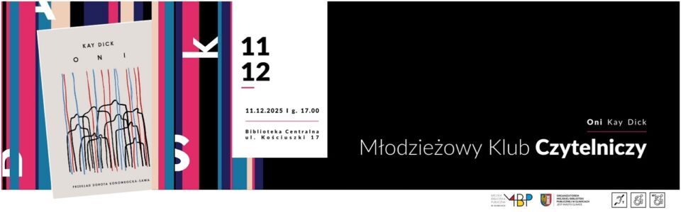 Baner z informacją o Młodzieżowym Klubie Czytelniczym