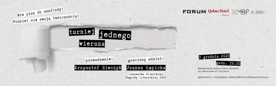 Baner z informacją o turnieju jednego wiersza
