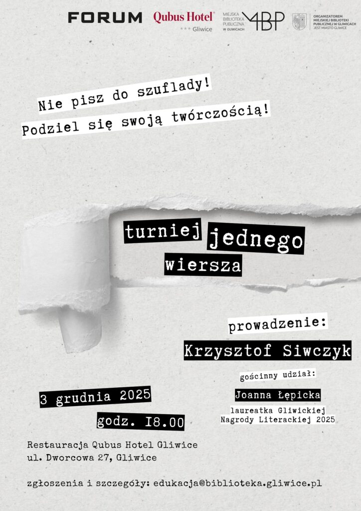 Plakat z informacją o turnieju jednego wiersza