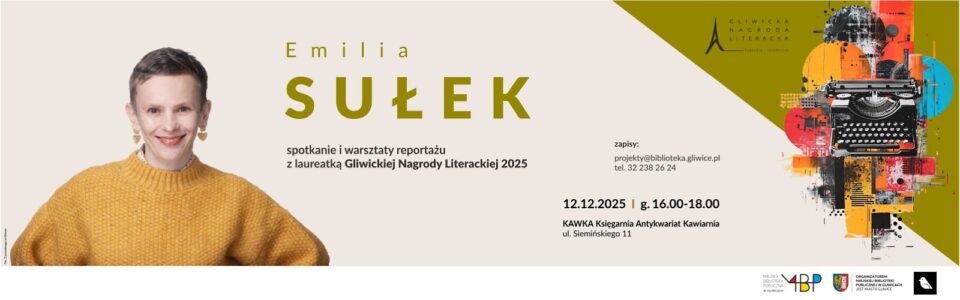 Baner z informacją o spotkaniu autorskim