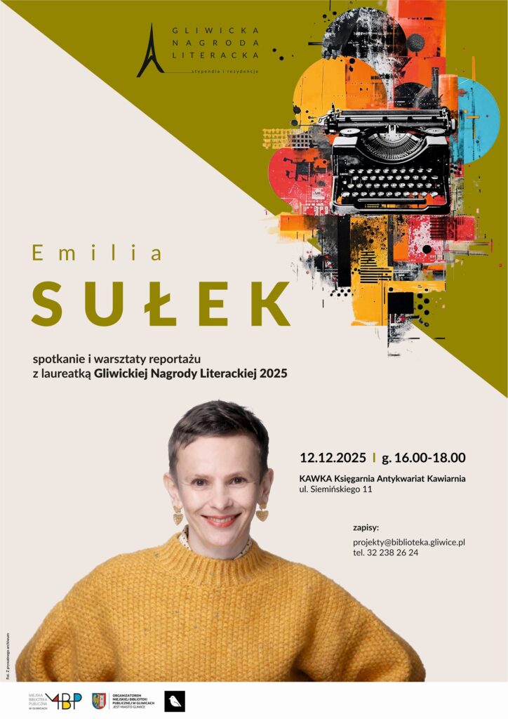 Plakat z informacją o spotkaniu autorskim