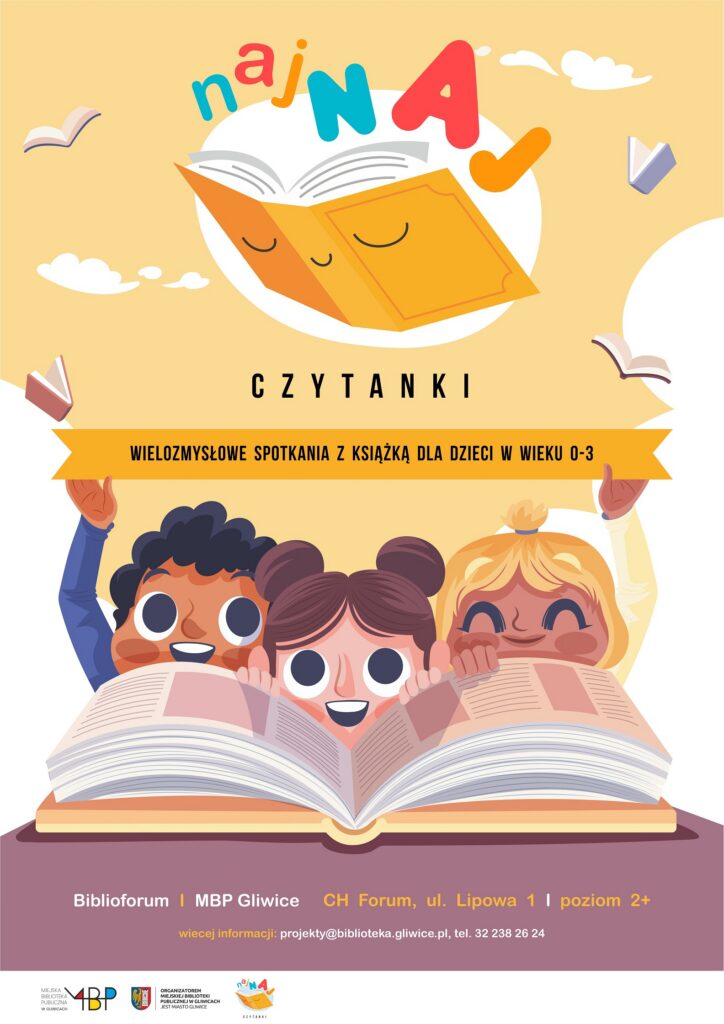 Plakat z informacją o spotkaniu z książką dla dzieci