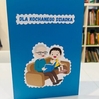 Kartka dla kochanego Dziadka z rysunkiem dziadka z wnukiem