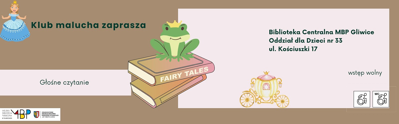 Baner z informacją o głośnym czytaniu dla dzieci