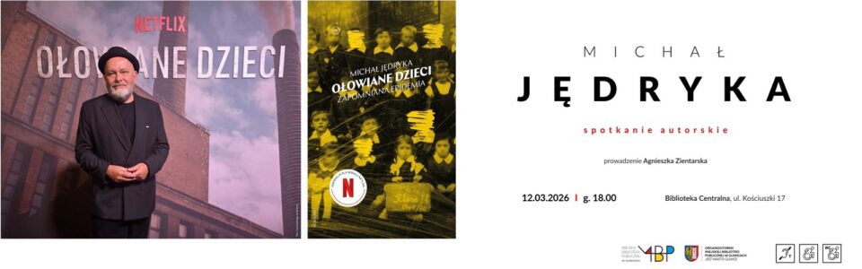 Baner z informacją o spotkaniu autorskim.