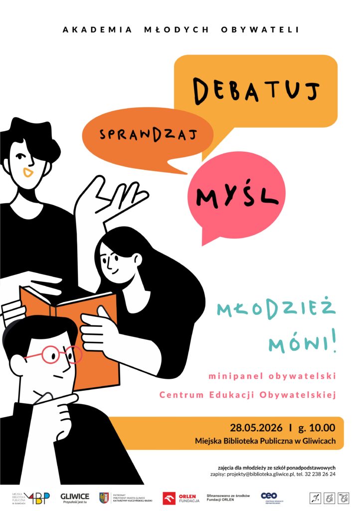 Plakat z informacją o panelu obywatelskim dla młodzieży
