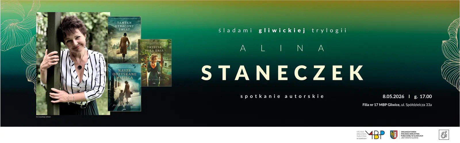 Baner z informacją o spotkaniu autorskim