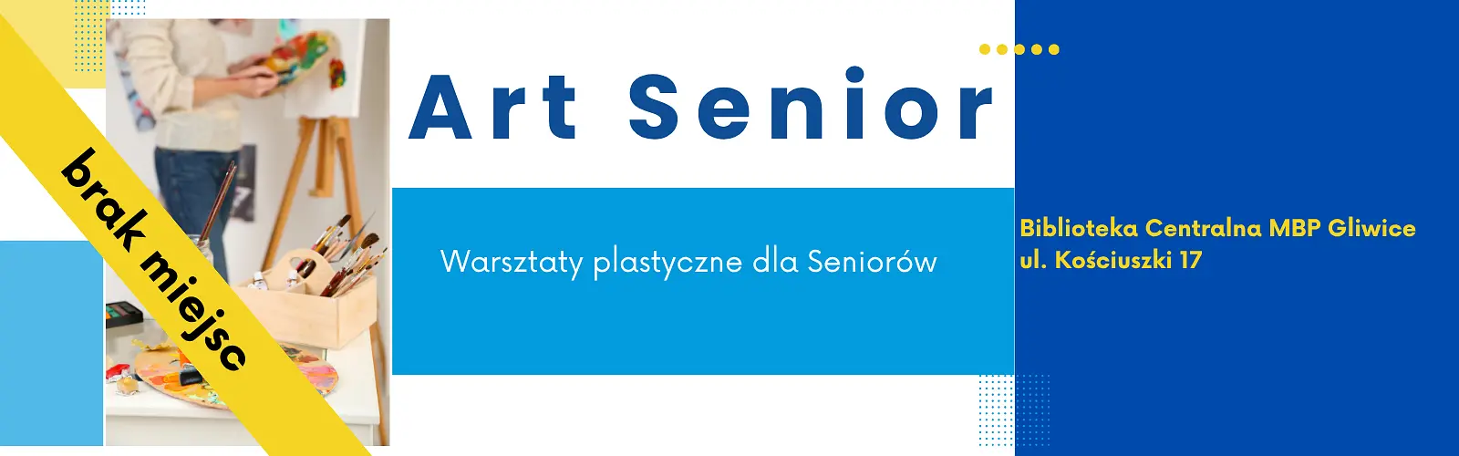Baner z informacją o zajęciu dla seniorów, brak miejsc