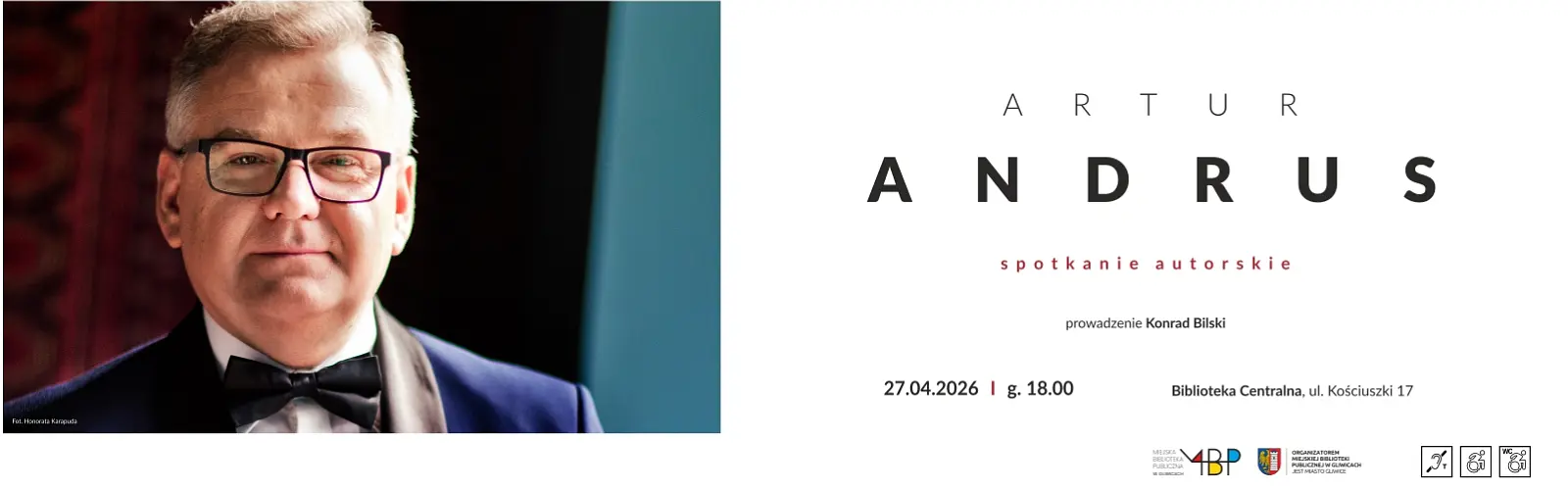 Baner z informacją o spotkaniu autorskim