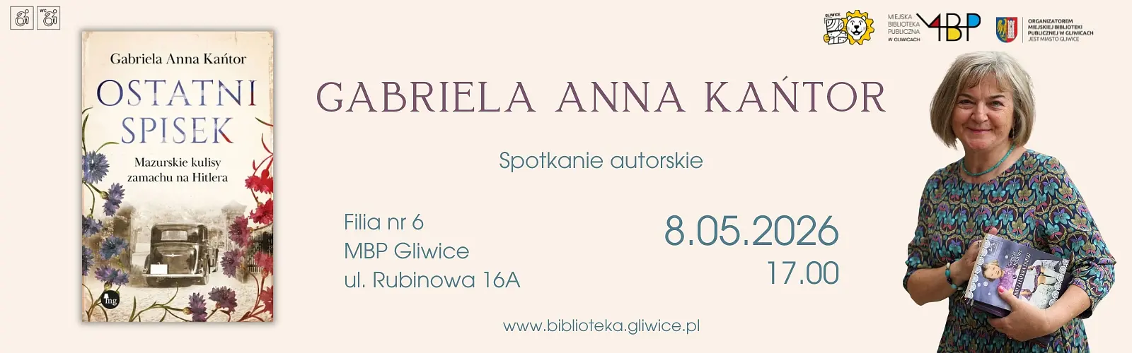 Baner z informacją o spotkaniu autorskim