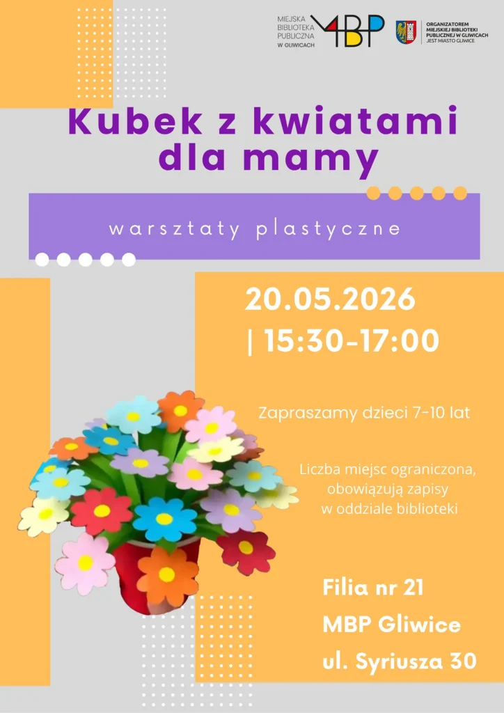 Plakat z informacją o warsztatach plastycznych dla dzieci