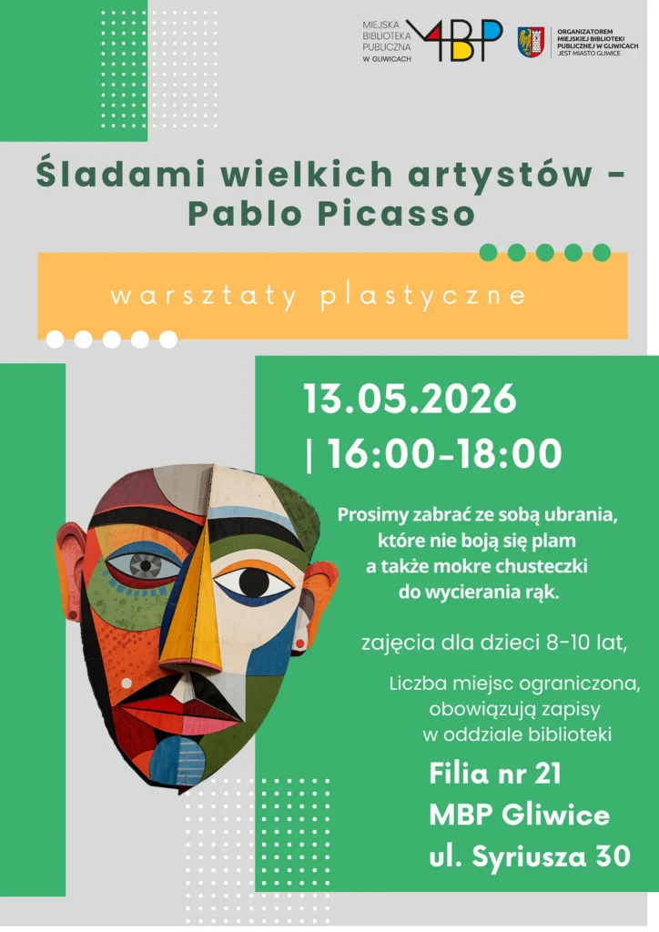 Plakat z informacją o warsztatach plastycznych