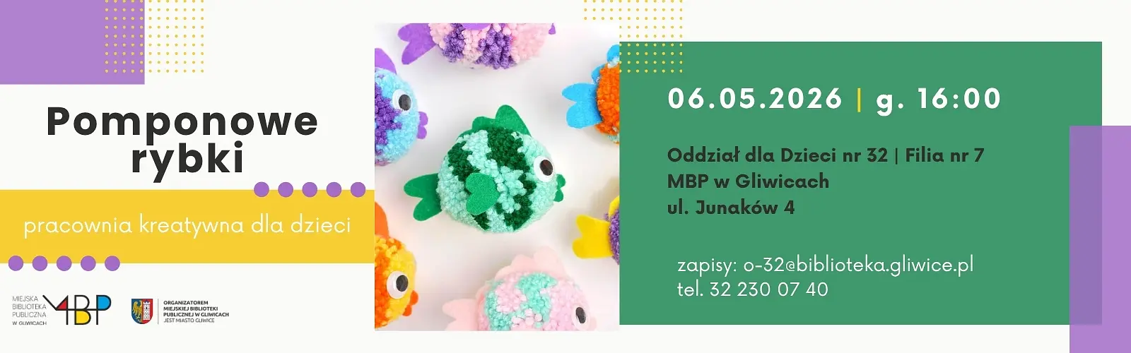 Baner z informacją o pracowni kreatywnej dla dzieci
