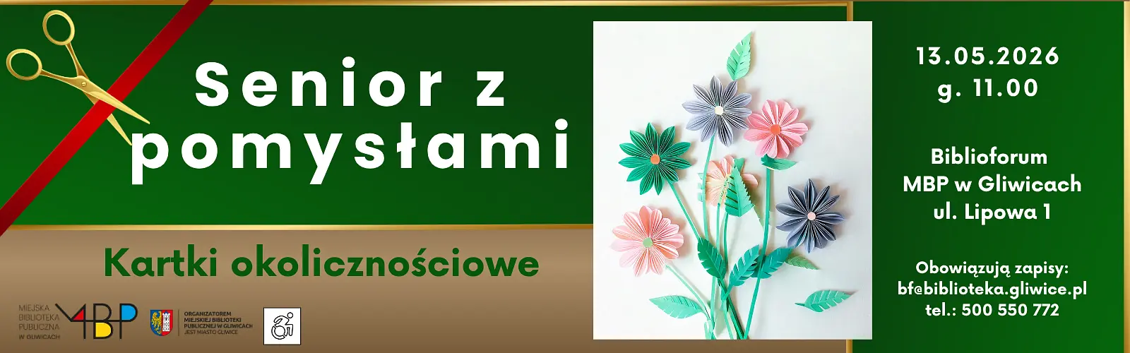 Baner z informacją o zajęciu dla seniorów