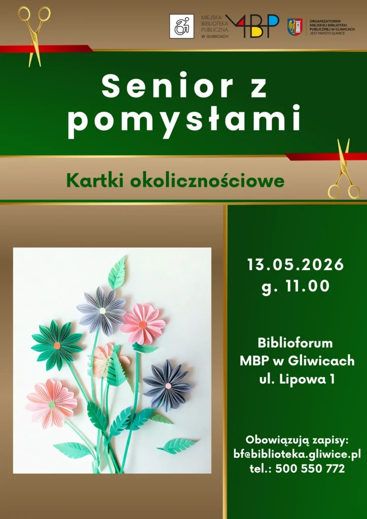 Plakat z informacją o zajęciu dla seniorów