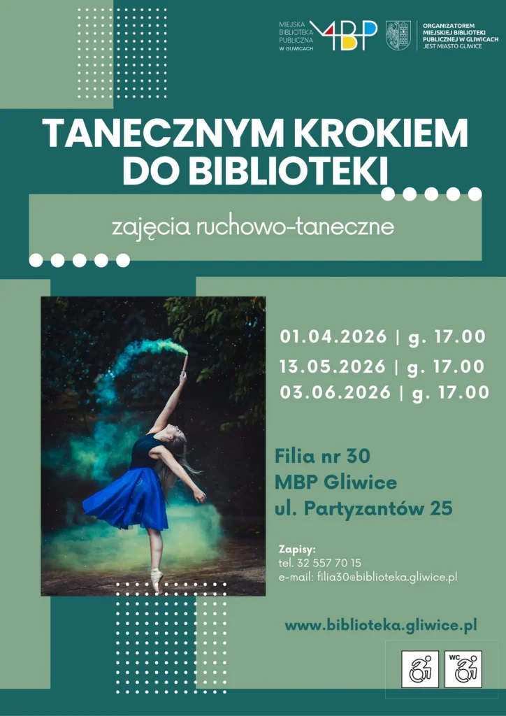 Plakat z informacją o warsztatach ruchowo-tanecznym