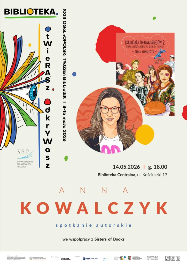 Plakat z informacją o spotkaniu autorskim