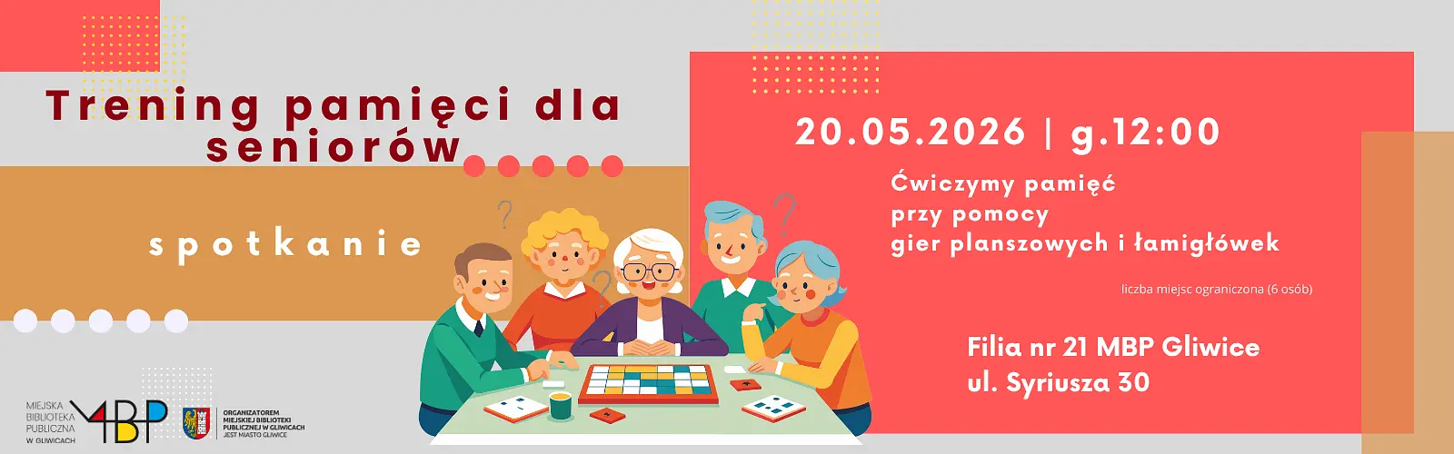 Baner z informacją o zajęciu dla seniorów