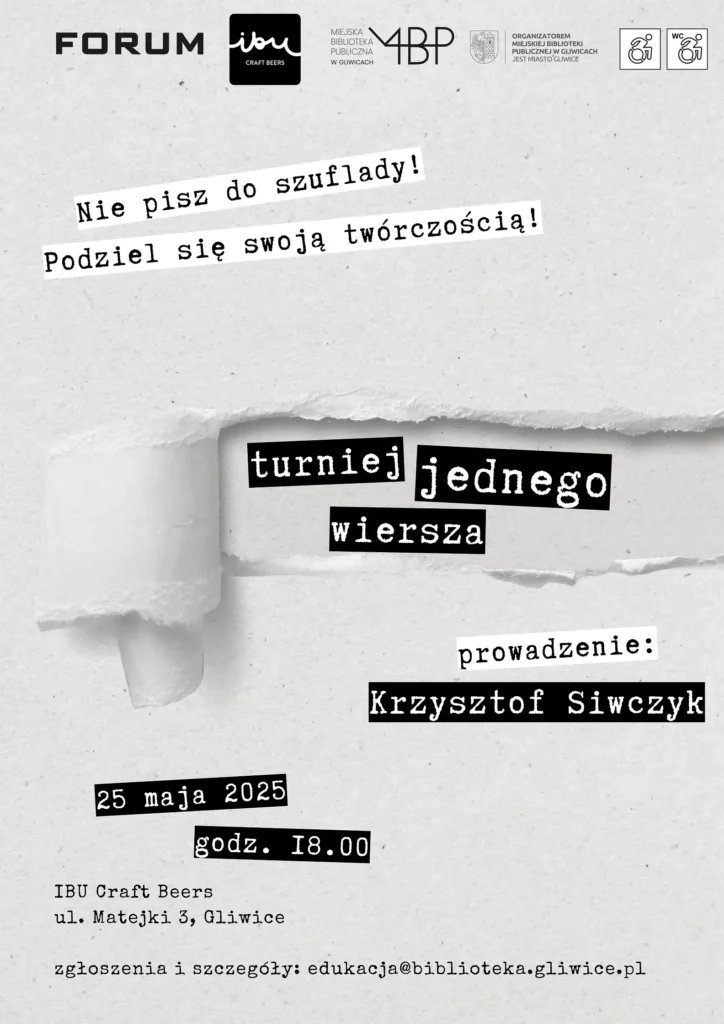 Plakat z informacją o turnieju jednego wiersza