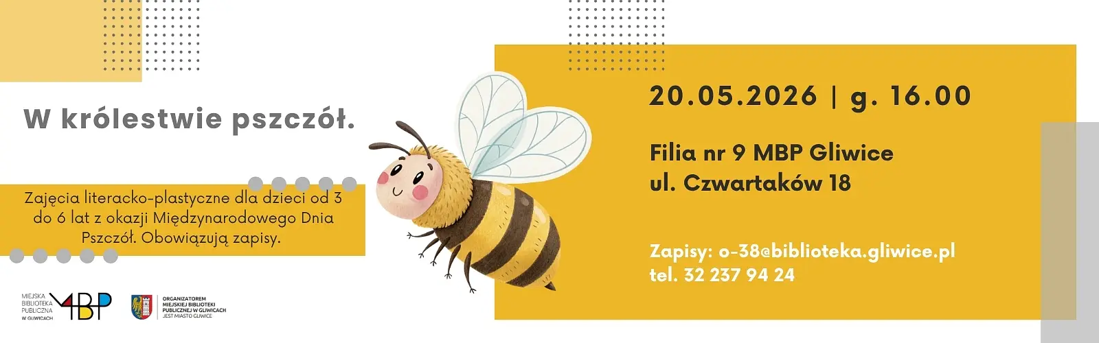 Baner z informacją o zajęciu dla dzieci