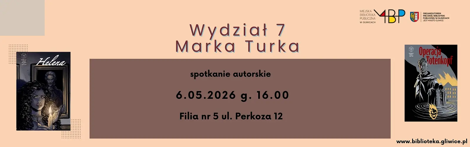Baner z informacją o spotkaniu autorskim