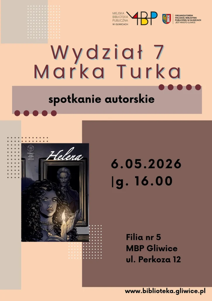 Plakat z informacją o spotkaniu autorskim