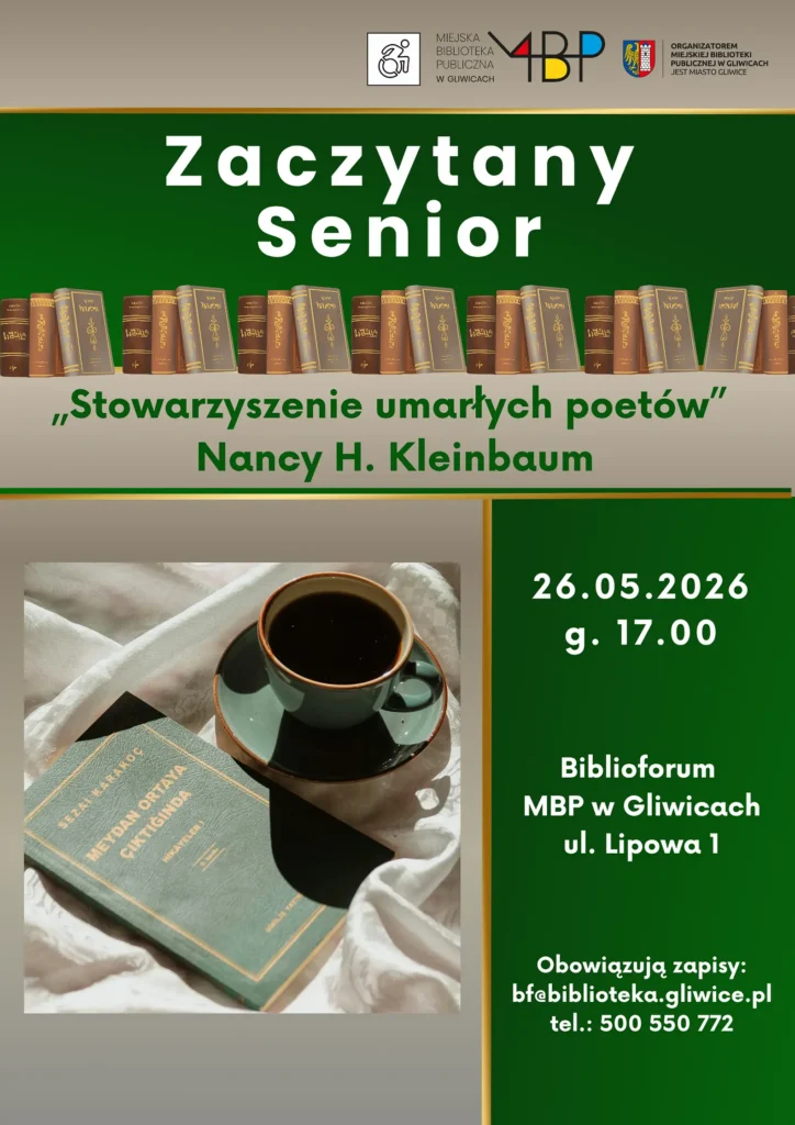 Plakat z informacją o zajęciu dla seniorów