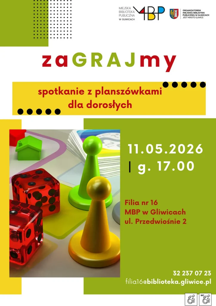 Plakat z informacją o grach planszowych dla dorosłych