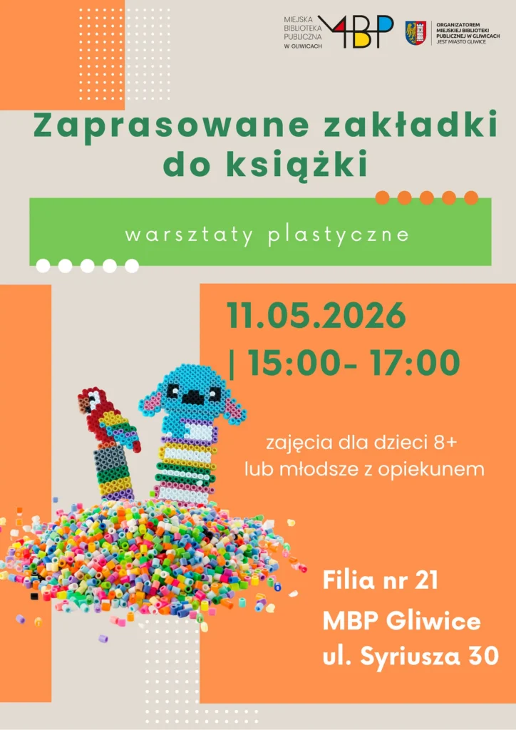 Plakat z informacją o warsztatach plastycznych dla dzieci